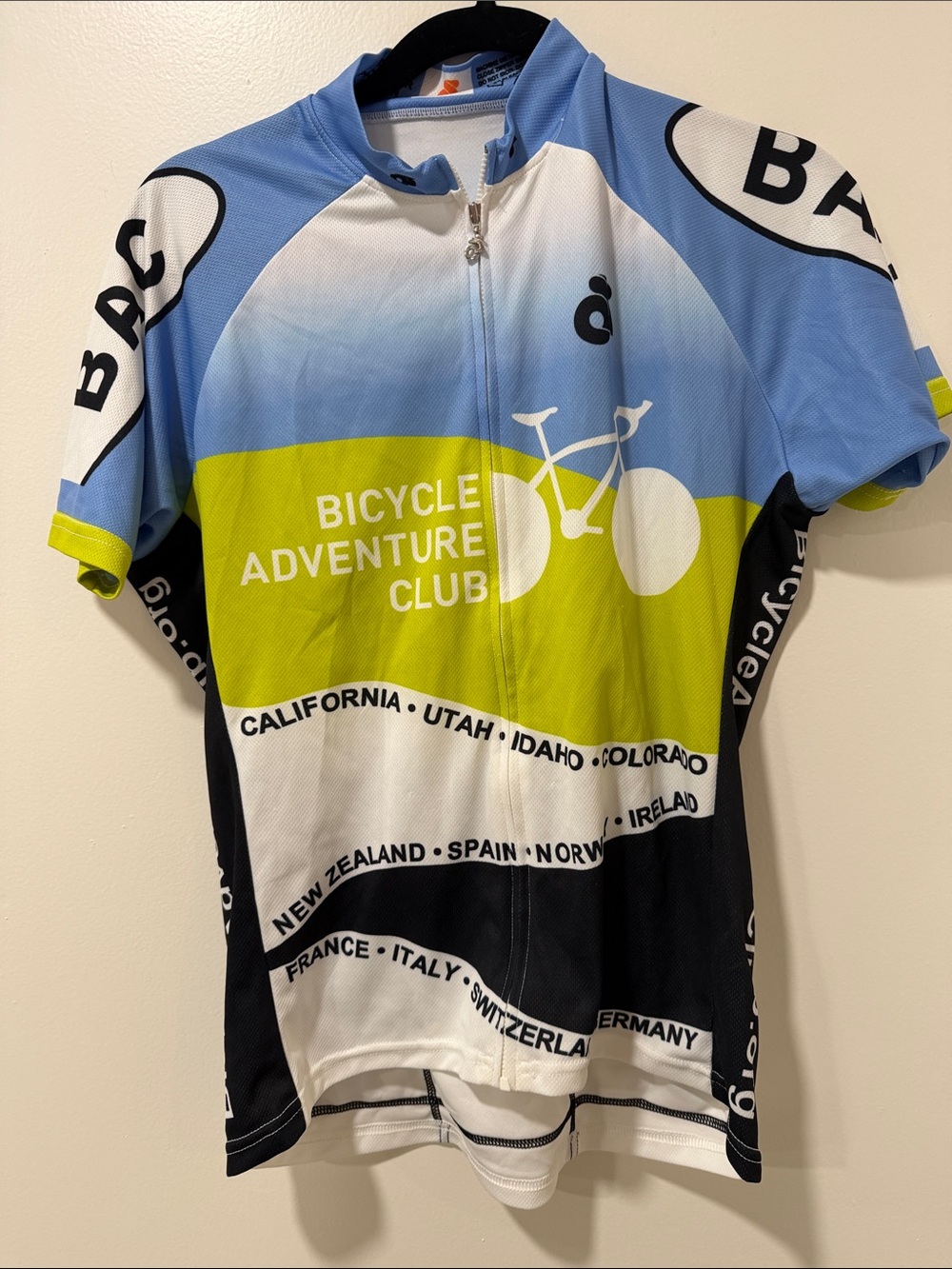 Women's Short-Sleeve Cycling Tee - Blue/Green/White